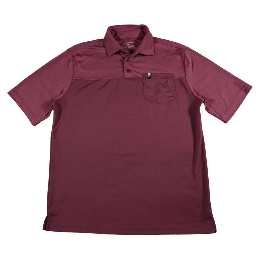 Black Clover Short Sleeve Polo Mens Size Medium Maroon Burgundy Live Lucky